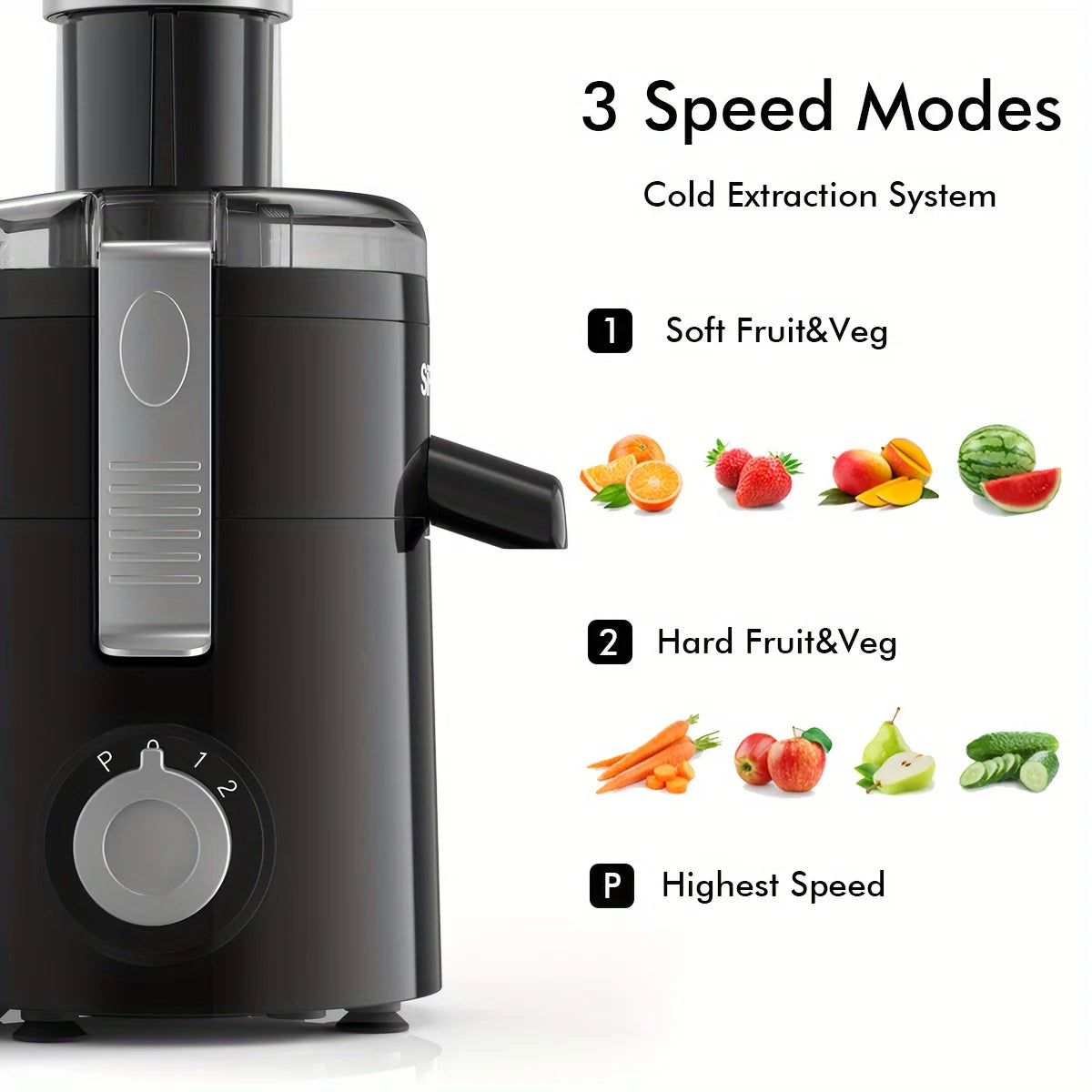 SiFENE Compact Centrifugal Juicer with 3-Speed Settings