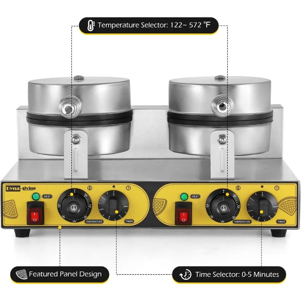 Non-Stick Commercial Double Waffle Maker
