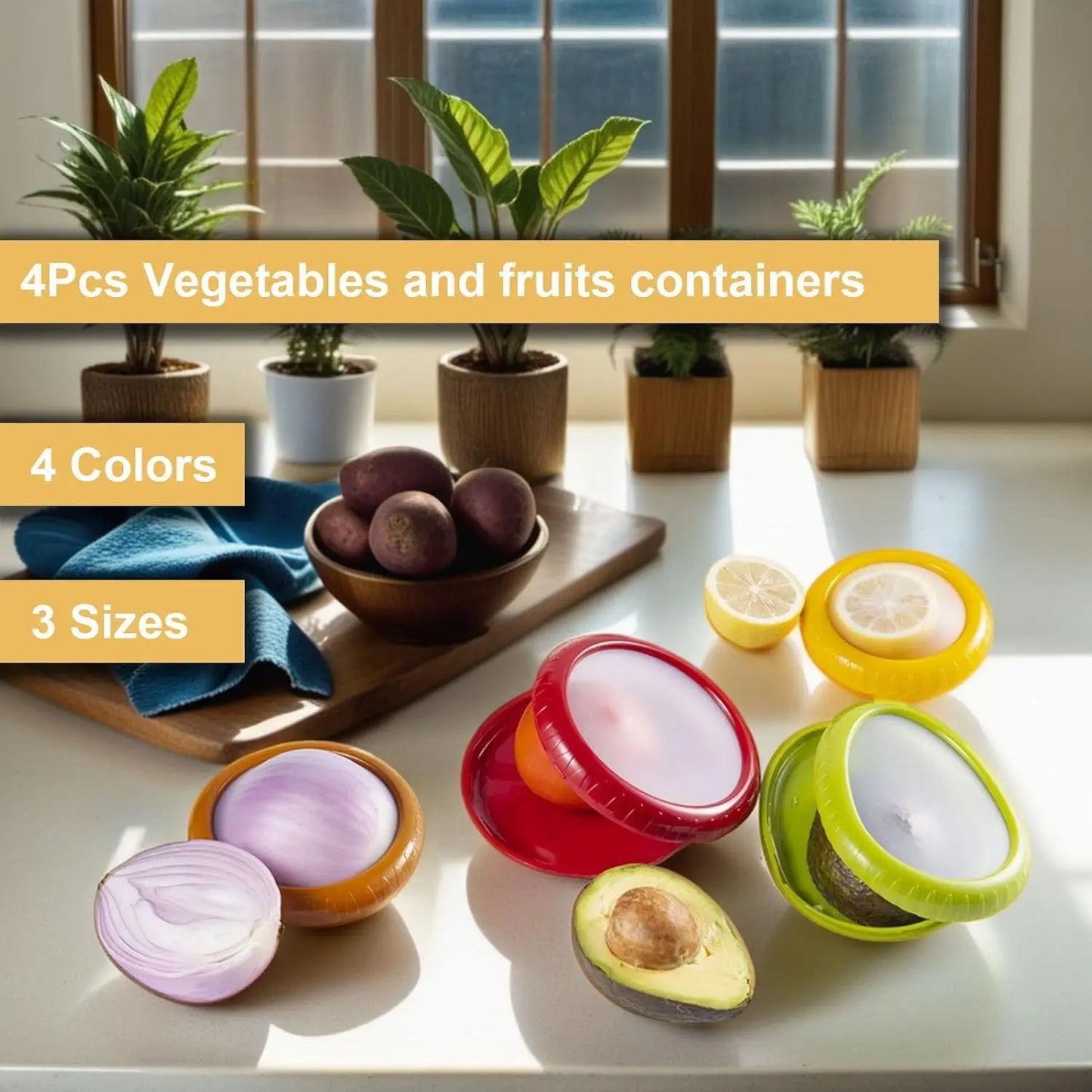 4Pcs Silicone Fruit Storage container