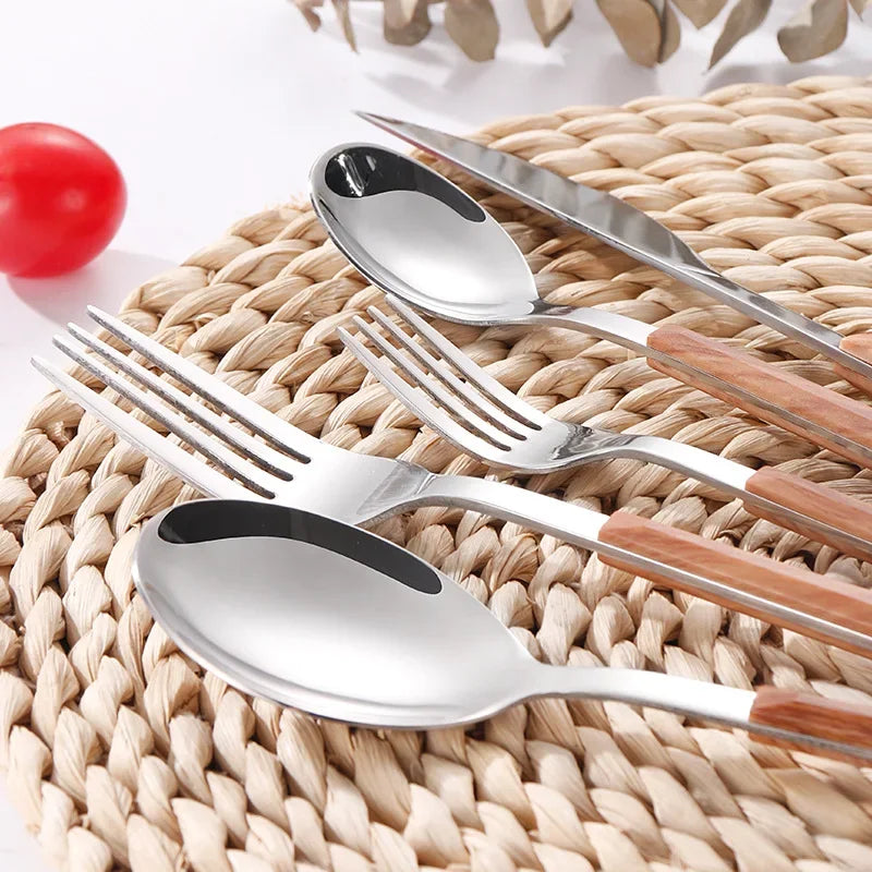 Stainless Steel Wooden Handle Cutlery Set